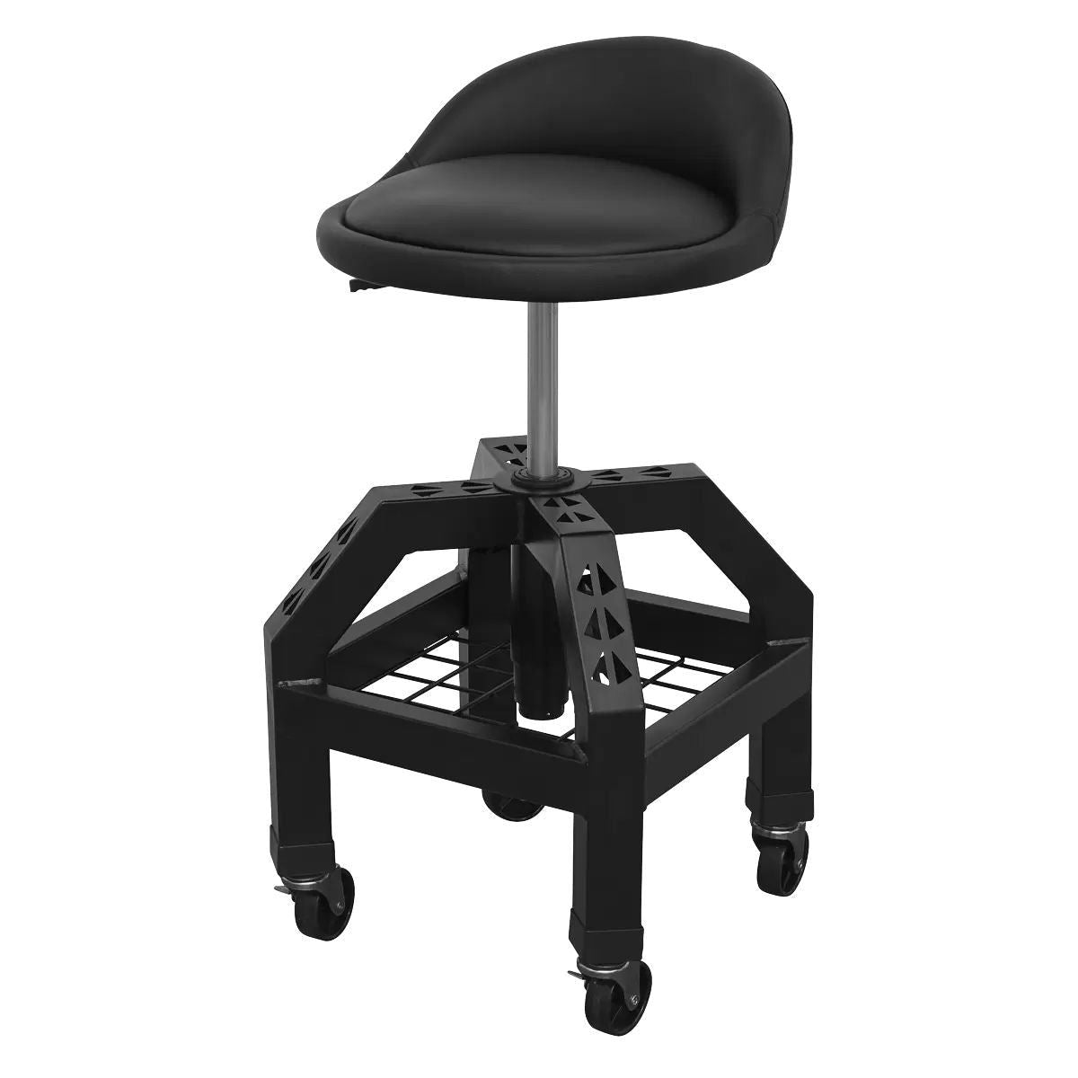 Sealey SCR03B Pneumatic Creeper Stool with Adjustable Height Swivel Seat & Back Rest