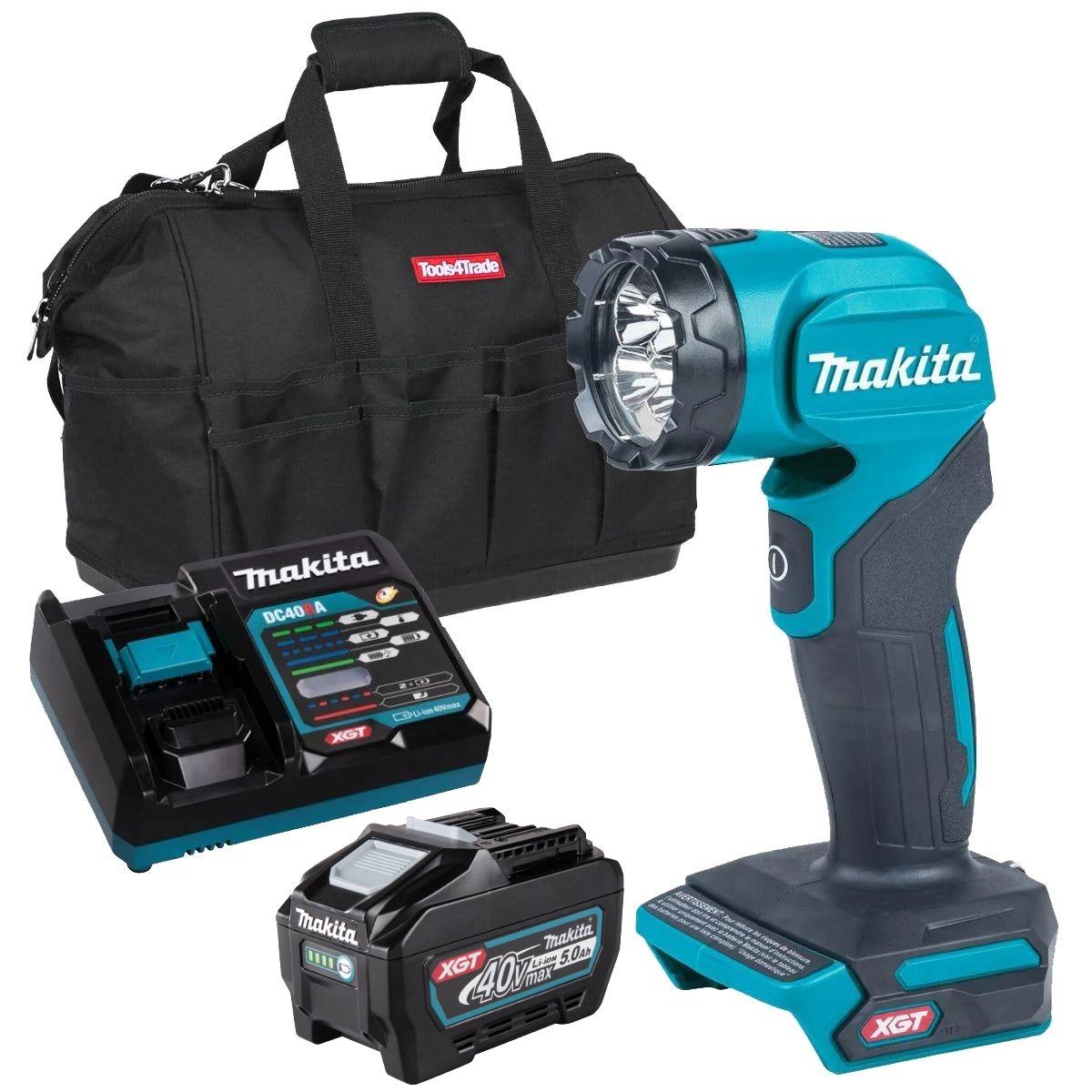 Makita ML001G 40V Max XGT LED Flashlight with 1 x 5.0Ah Battery, Charger & Bag