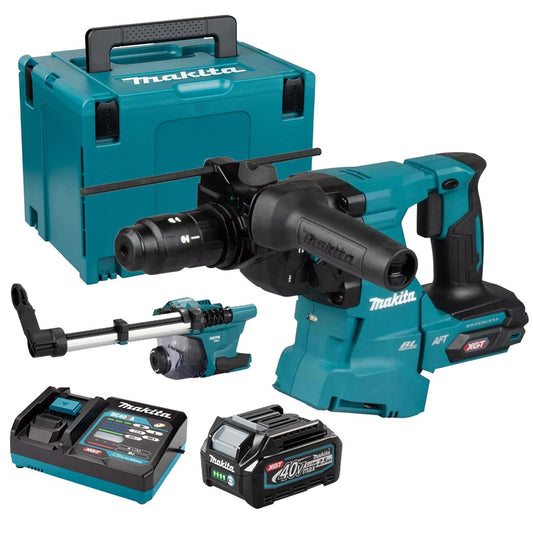 Makita HR012GZ03 40V Max XGT Brushless SDS-Plus Rotary Hammer Drill with 1 x 2.5Ah Battery, Charger Dust Collector & Case
