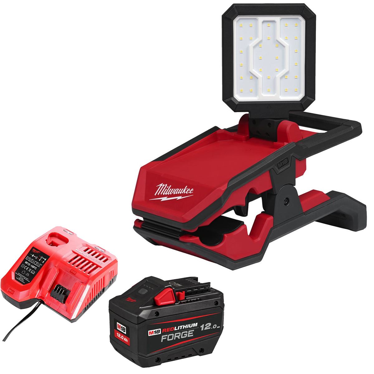Milwaukee M18PAL2-0 18V Pivoting Area Light with 1 x 12.0Ah Battery & Charger