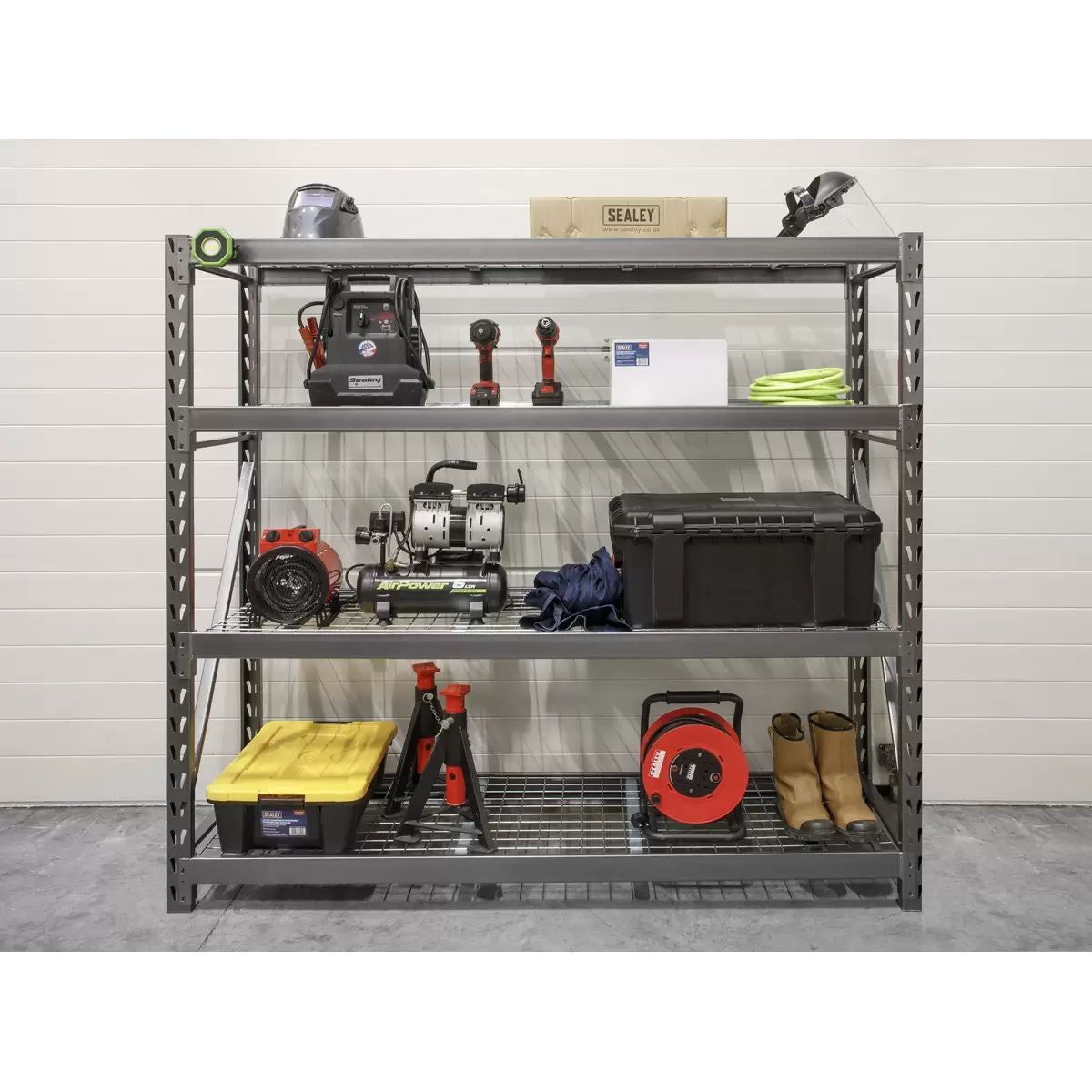 Sealey AP6572 Heavy-Duty Racking Unit with 4 Mesh Shelves 640kg Capacity Per Level