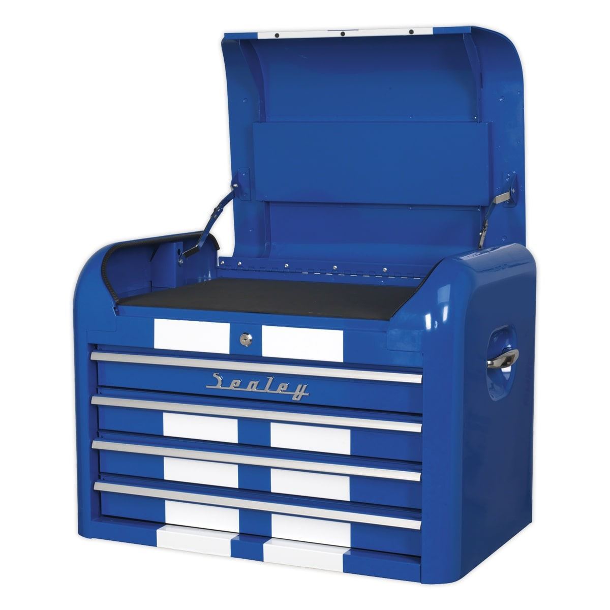 Sealey AP28104BWS 4 Drawer Retro Style Topchest - Blue with White Stripes