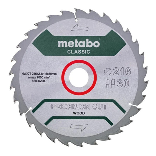 Metabo 216mm Precision Cut Wood - Classic Saw Blade 628062000 Item Condition Box Opened Never Used