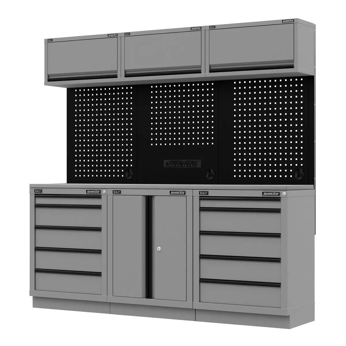 Sealey APMSBESTACK04SS Superline PRO Black Edition Storage System with Stainless Worktop 2.04m