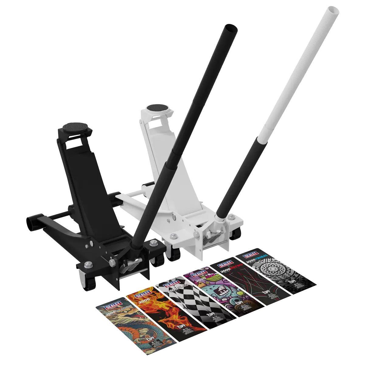 Sealey 2000CB Low Profile Custom Design Trolley Jack with Rocket Lift 2 Tonne Black