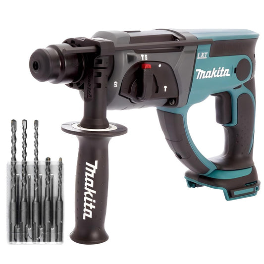 Makita DHR202Z 18V SDS+ Rotary Hammer Drill With 5 Piece Drill Bit Set