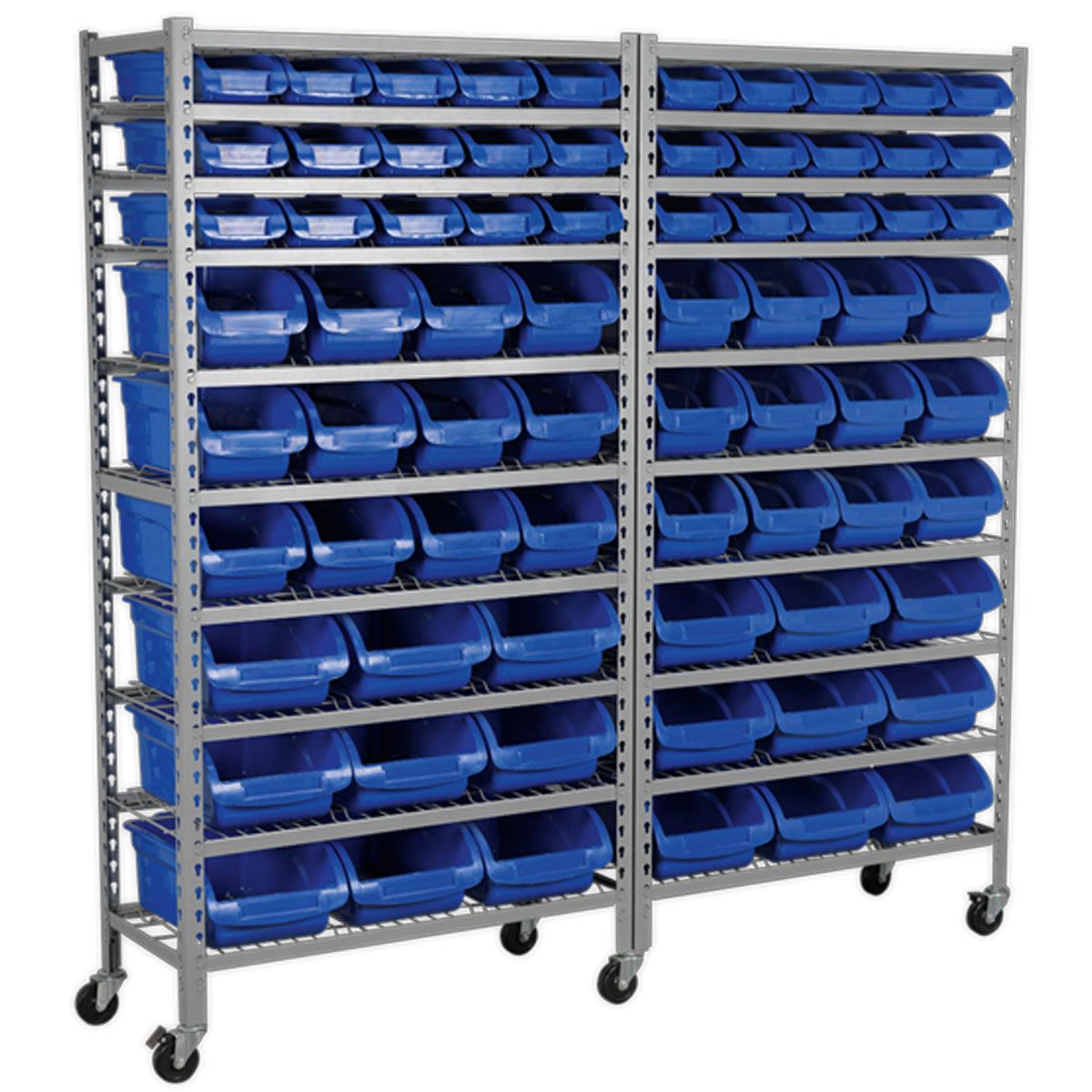 Sealey TPS72 Mobile Bin Storage System 72 Bins