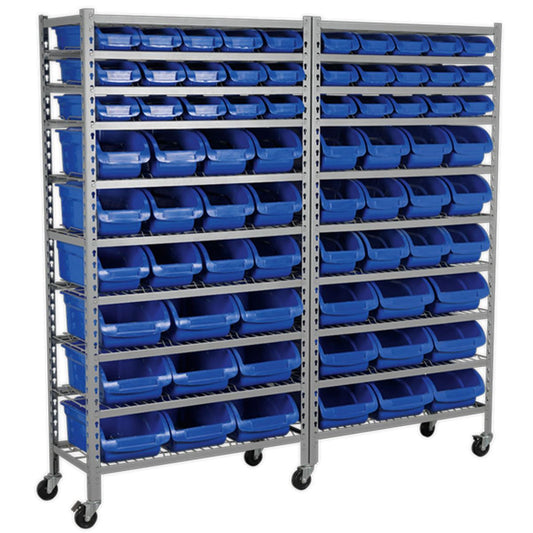 Sealey TPS72 Mobile Bin Storage System 72 Bins