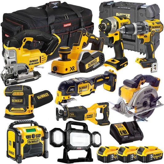 Dewalt 18V 10 Piece Power Tool Kit with 3 x 5.0Ah Battery & Charger T4TKIT-9711