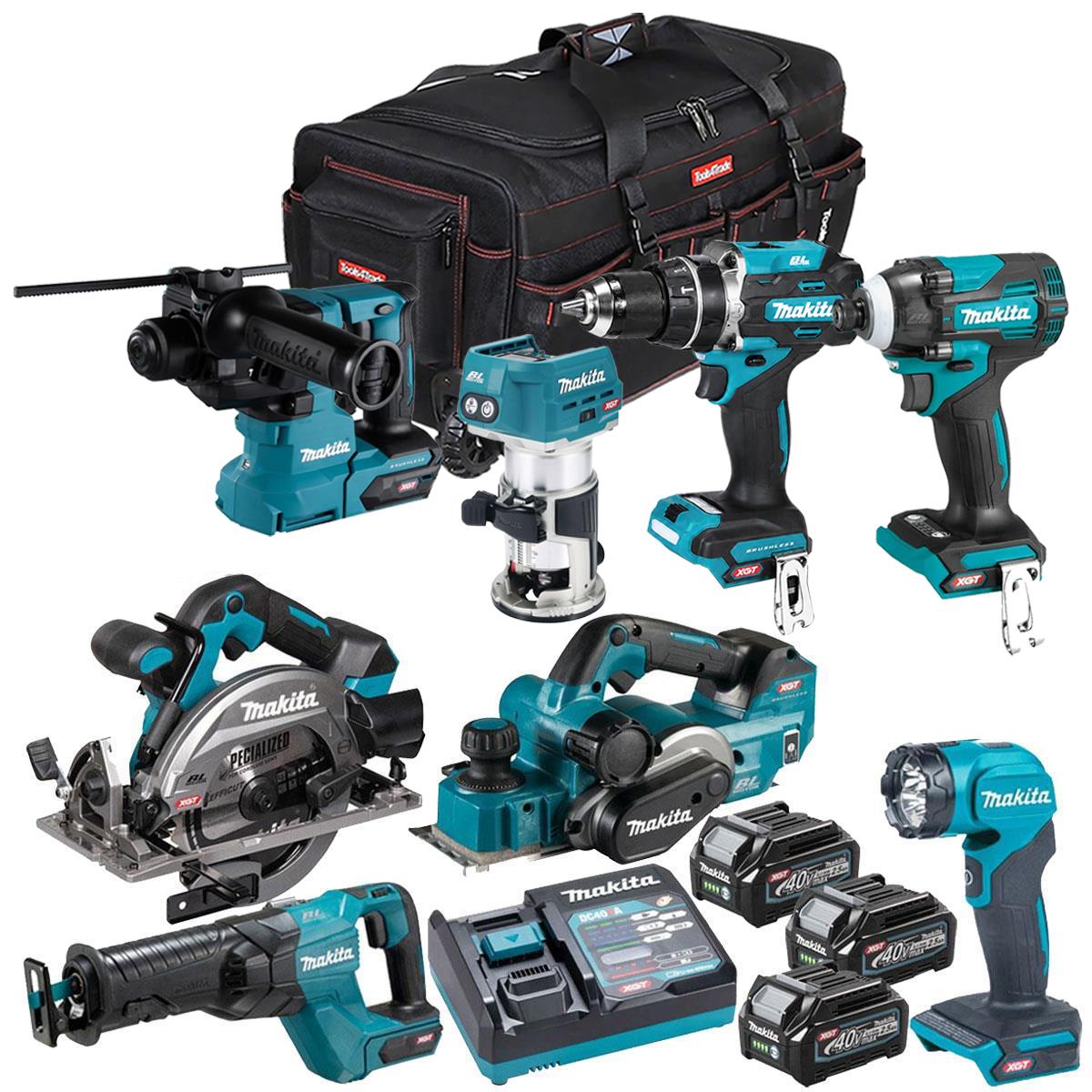 Makita 40V XGT 8 Piece Brushless Power Tool Kit with 3 x 2.5Ah Battery T4TKIT-16048