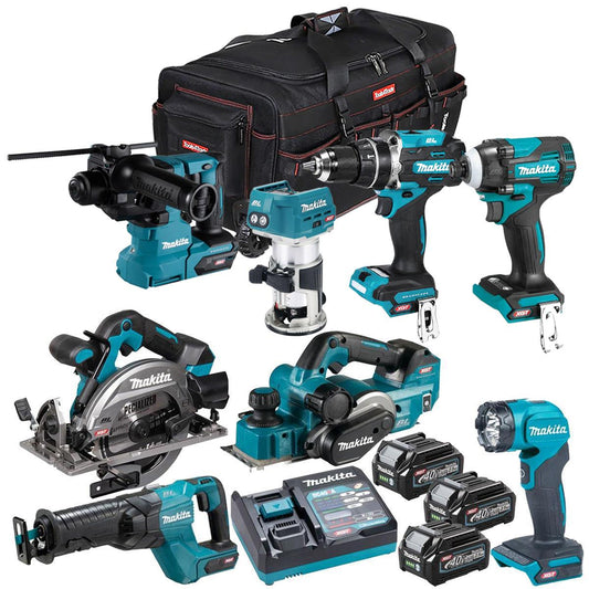 Makita 40V XGT 8 Piece Brushless Power Tool Kit with 3 x 2.5Ah Battery T4TKIT-16048
