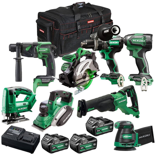 Hikoki 18V 8 Piece Power Tool Combo Kit with 3 x 5.0Ah Battery & Charger T4TKIT-27299