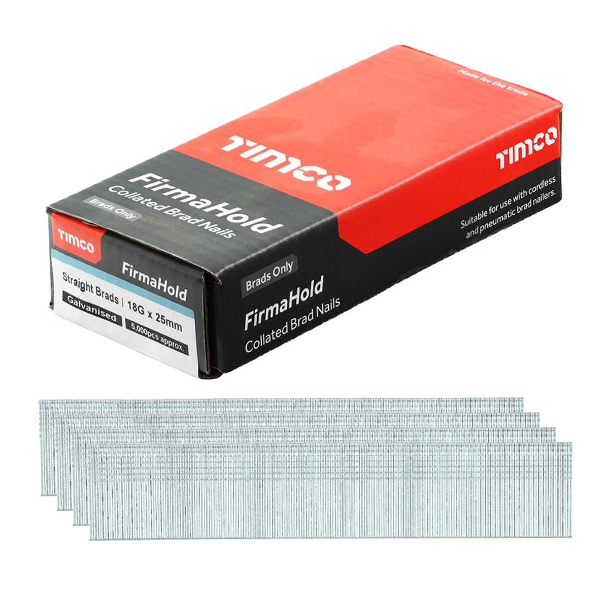 FirmaHold 25mm 18 Gauge 5000 Galvanised Straight Collated Brad Nails BG1825