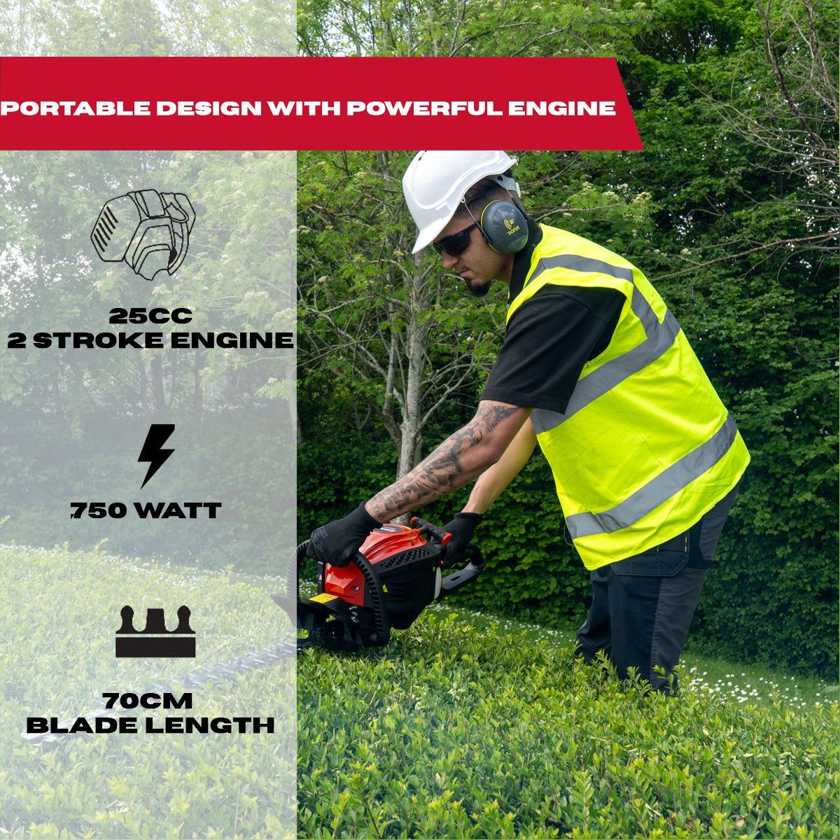 Excel 600mm 25cc Petrol Hedge Trimmer with Engine Oil