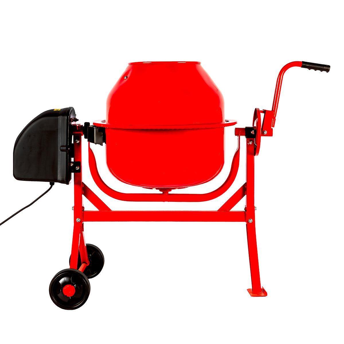Excel 70L Portable Cement Concrete Mixer 240V/220W with Wheels & 120L Wheelbarrow Orange HDPE Tray