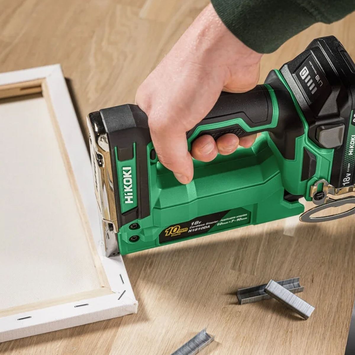 Hikoki N1810DAW4Z 18V 10mm Crown Width Fine Wire Stapler with 1 x 2.0Ah Battery Charger & Bag