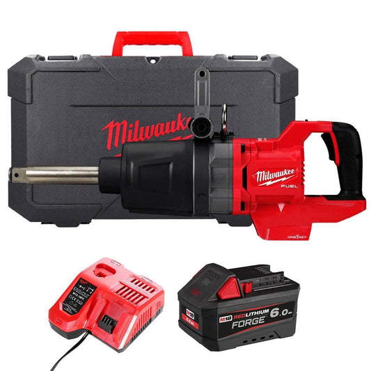 Milwaukee M18ONEFHIWF1D-0C 18V FUEL Brushless D-Handle 1" Impact Wrench with 1 x 6.0Ah Battery Charger & Case