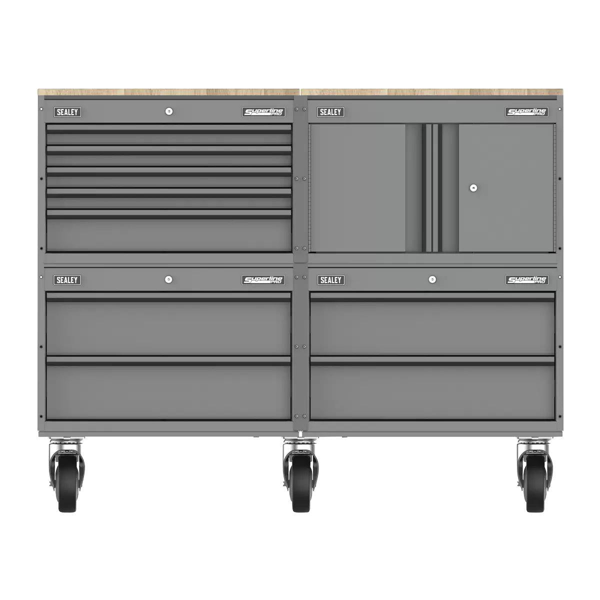 Sealey APMSCCOMBO5 Superline PRO Storage System with Rubber Wood Worktop 1.36m