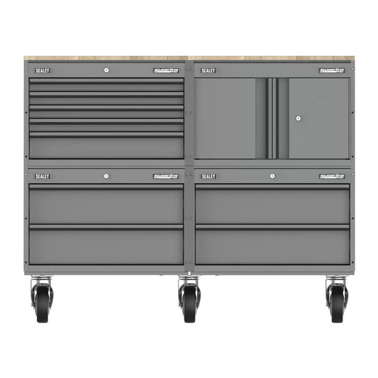 Sealey APMSCCOMBO5 Superline PRO Storage System with Rubber Wood Worktop 1.36m