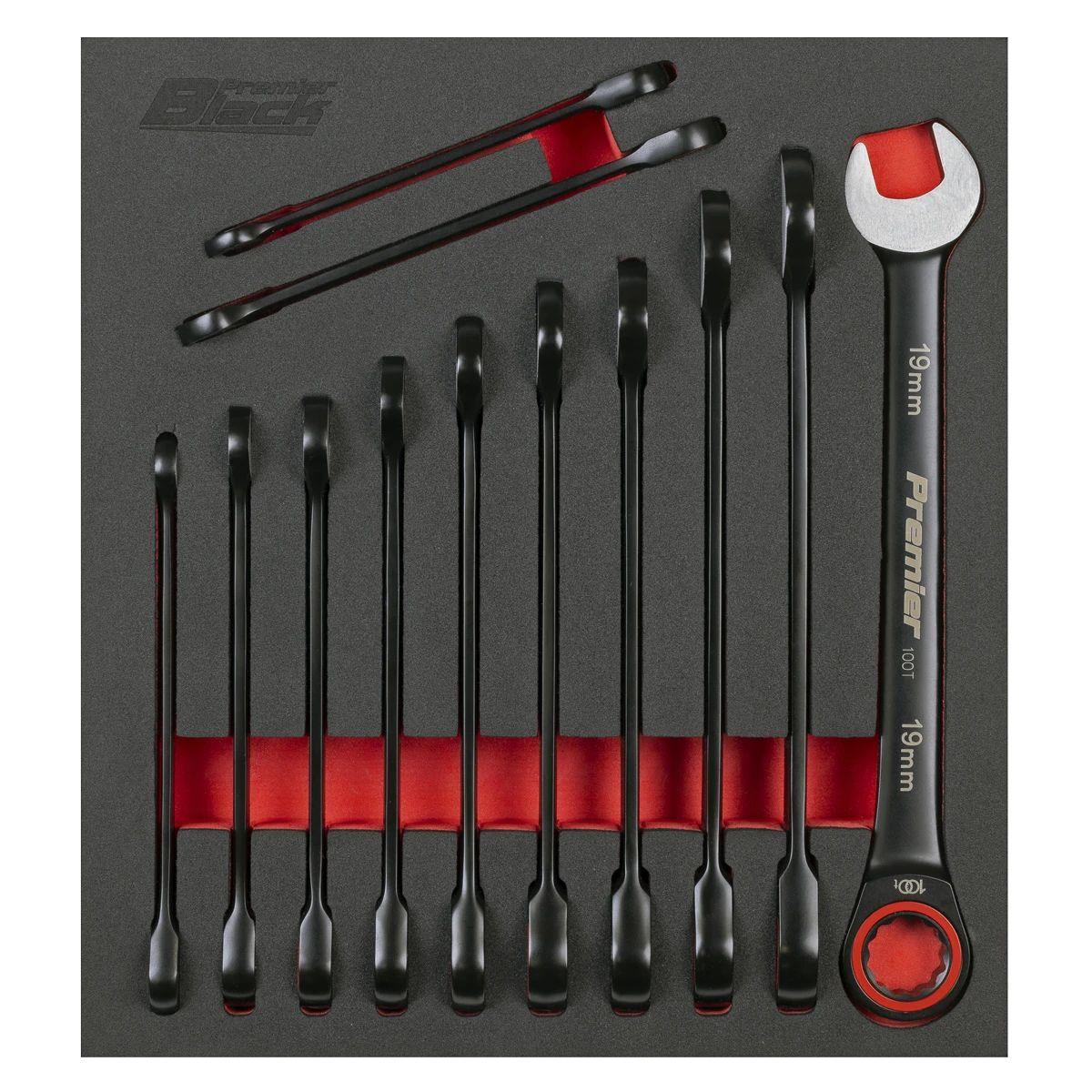 Sealey AK63940B Premier Black Combination Ratchet Spanner Set 12pc
