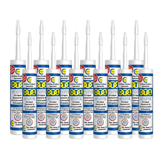 C-TEC CT1 290ml Unique Sealant & Construction Adhesive White Pack of 12
