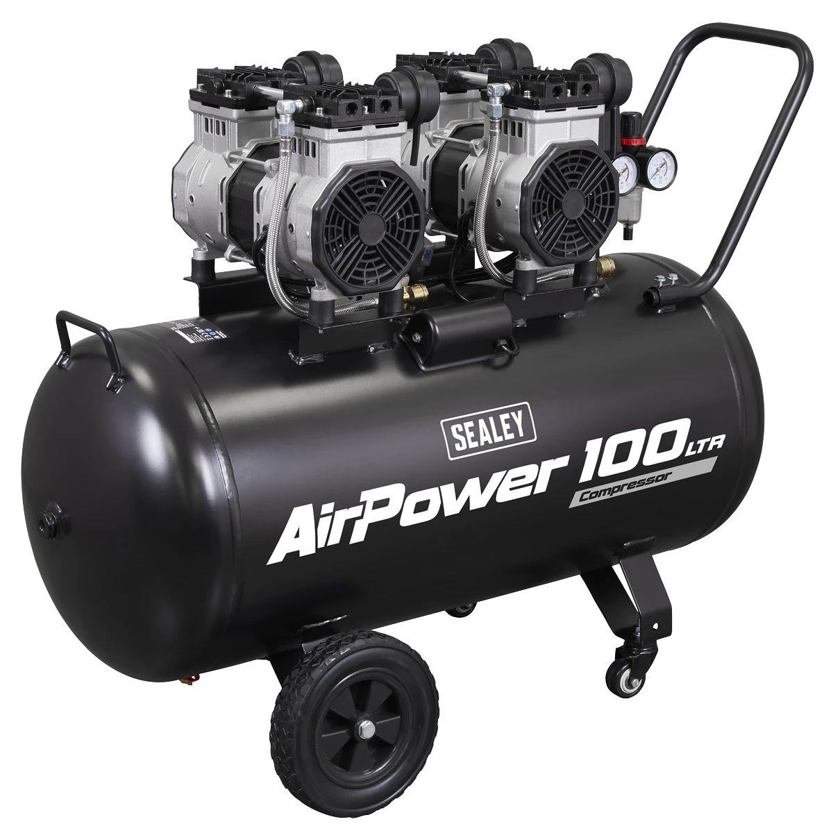 Sealey SAC10001S 100L Oil Free Low Noise Direct Drive Air Compressor 2 x 2hp/230V