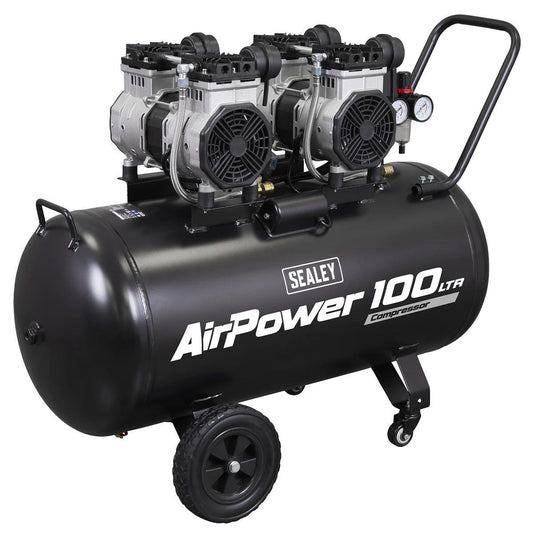 Sealey SAC10001S 100L Oil Free Low Noise Direct Drive Air Compressor 2 x 2hp/230V