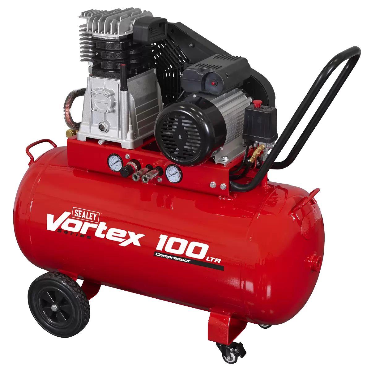 Sealey SAC1103B 100L Belt Drive Compressor with Motor & Cast Cylinders 230V