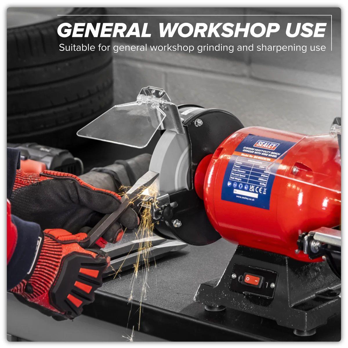 Sealey BG150XW/99 Ø150mm Heavy-Duty Bench Grinder with Wire Wheel 230V/450W
