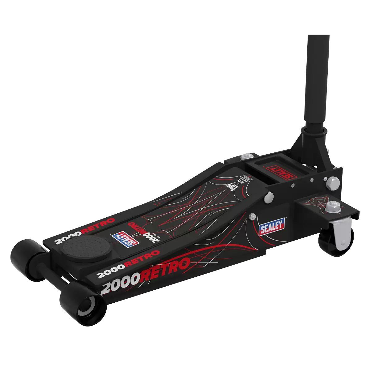 Sealey 2000CB Low Profile Custom Design Trolley Jack with Rocket Lift 2 Tonne Black
