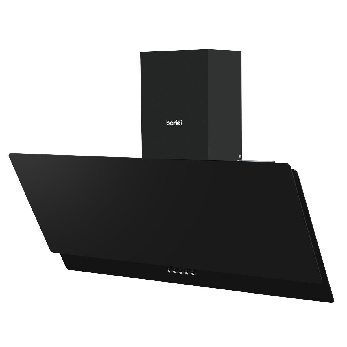 Sealey DH106 Baridi Angled Chimney Cooker Hood with Carbon Filters & LED Lamp 90cm Black Glass