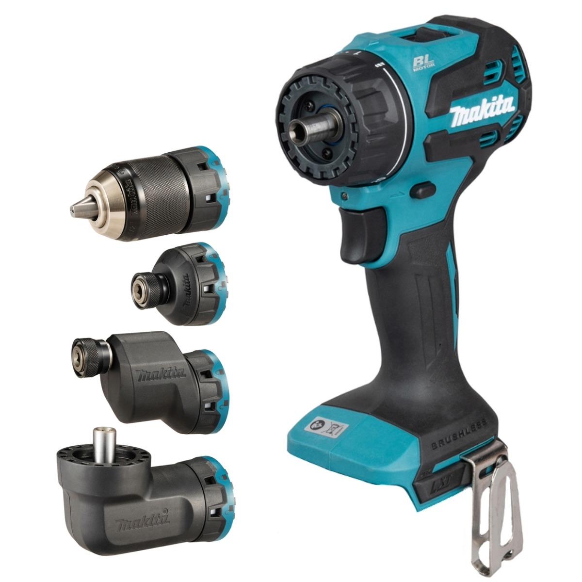 Makita DDF491ZJ01 18V LXT Brushless Multi Head Drill Driver Body with Interchangeable Heads & Case