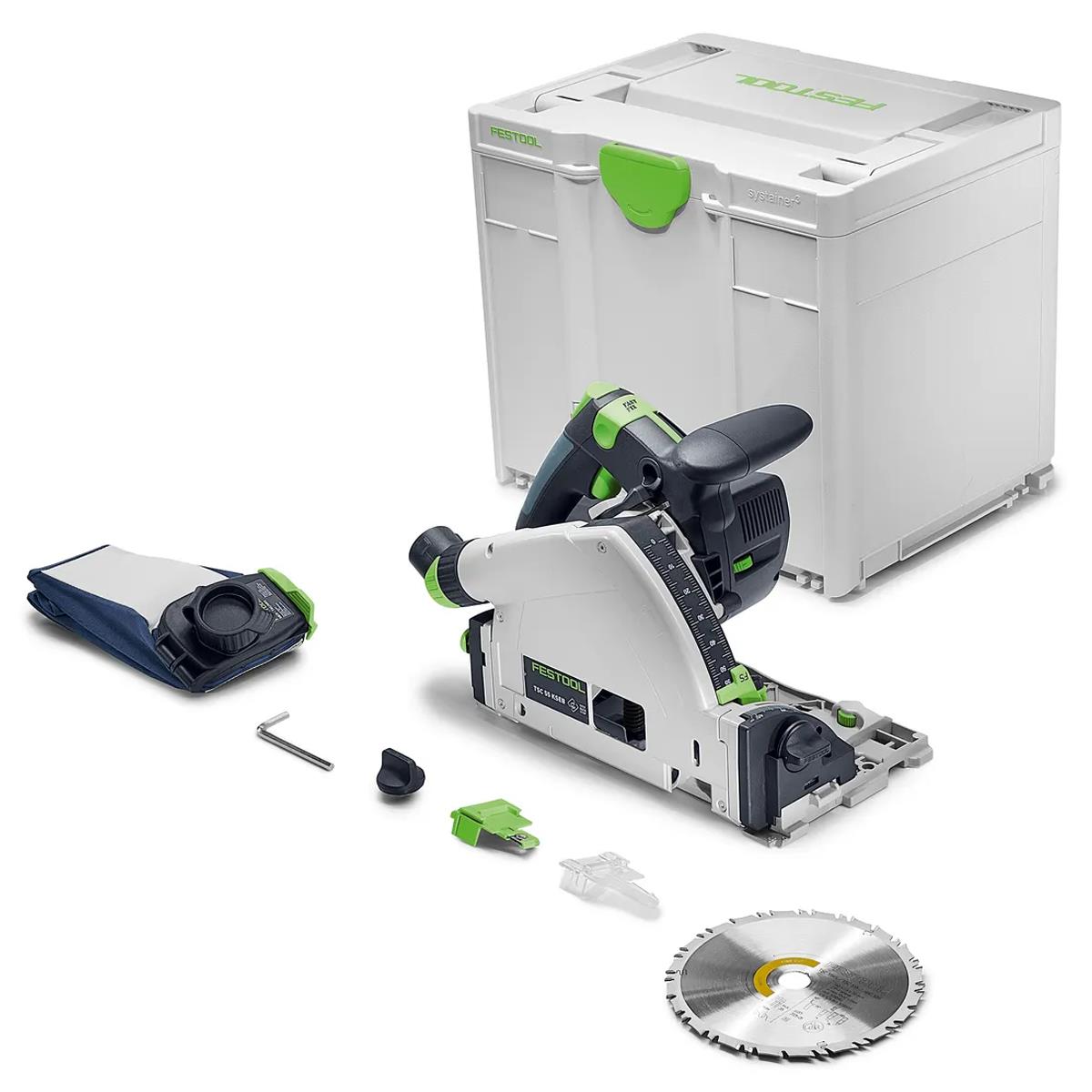Festool TSC 55 KSEB-Basic 18V Brushless 160mm Plunge Cut Saw 577988 with 2 x 5.0Ah Battery & Guide Rail Kit