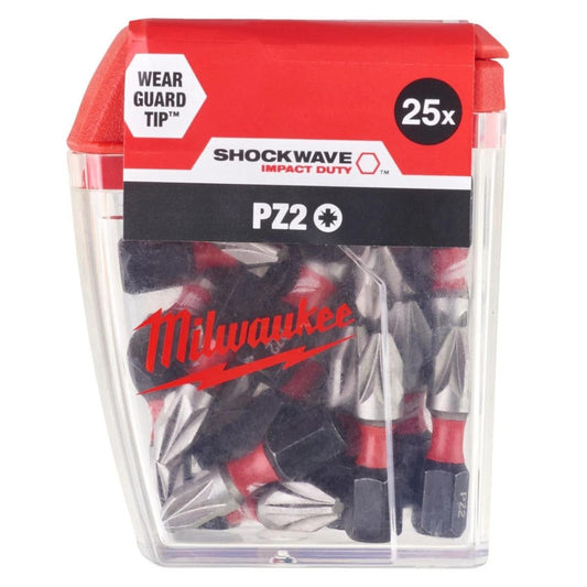 Milwaukee 25 Piece Shockwave Impact Duty PZ2 x 25mm Screwdriving Bit Set 4932430864