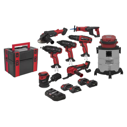 Sealey CP20VCOMBO4 CP20V Series 20V Cordless Tool 8 piece Combo with 4 Battery
