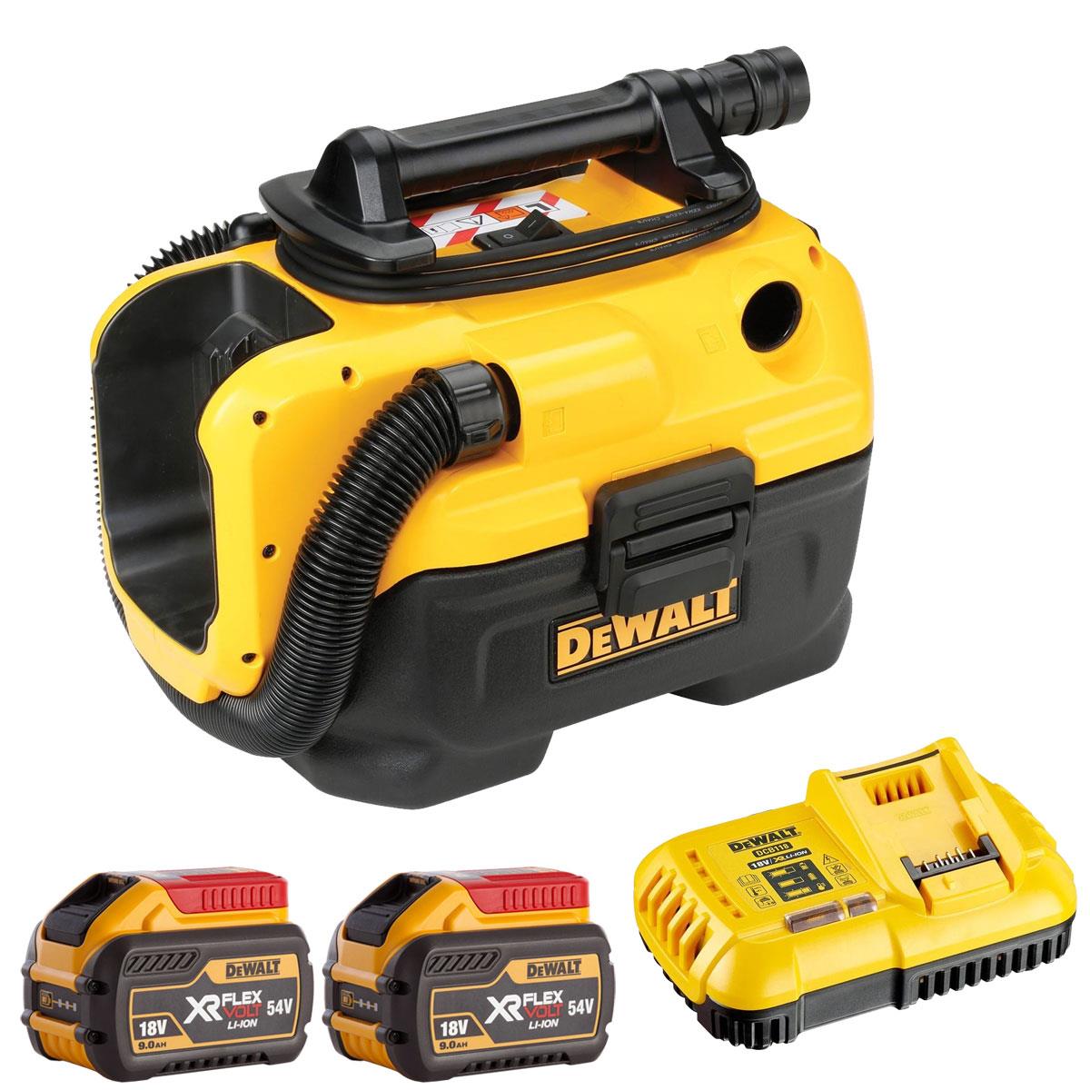 Dewalt DCV584L 14.4/54V XR FlexVolt L-Class Wet & Dry Vacuum with 2 x 9.0Ah Battery & Charger