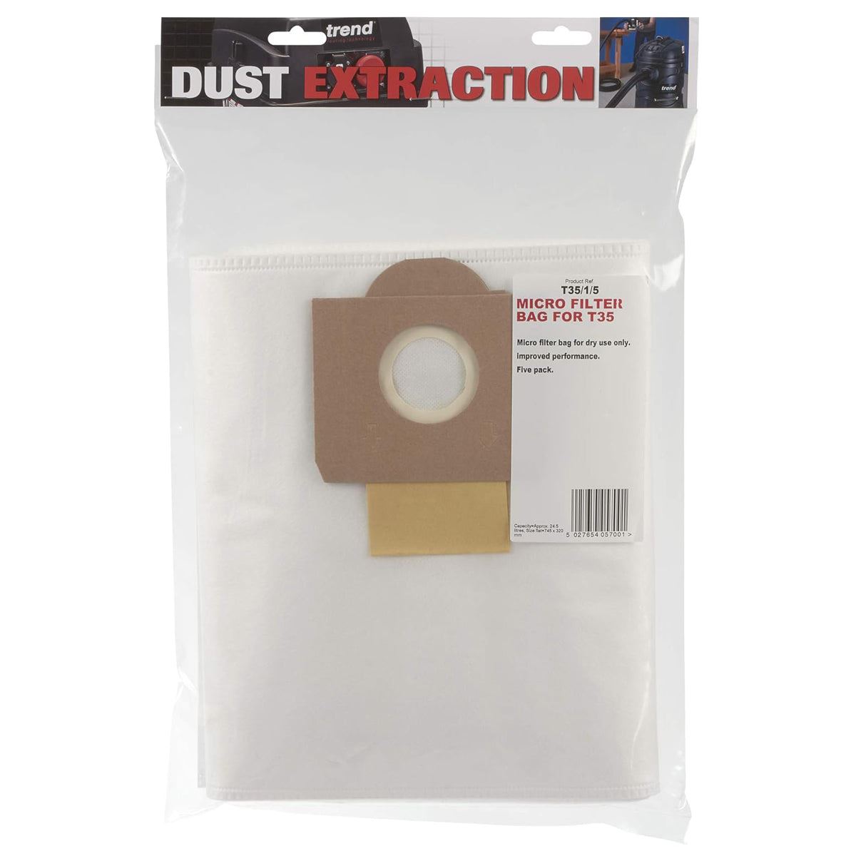 Trend T35/1/5 Micro Filter Bags for T35 Pack of 5