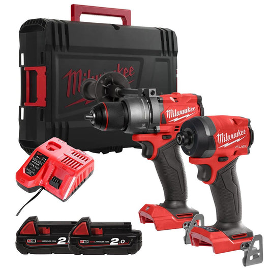 Milwaukee M18FPP2A6-502B M18 Fuel 18V Brushless Twin Kit with 2 x 2.0Ah Battery, Charger & Case