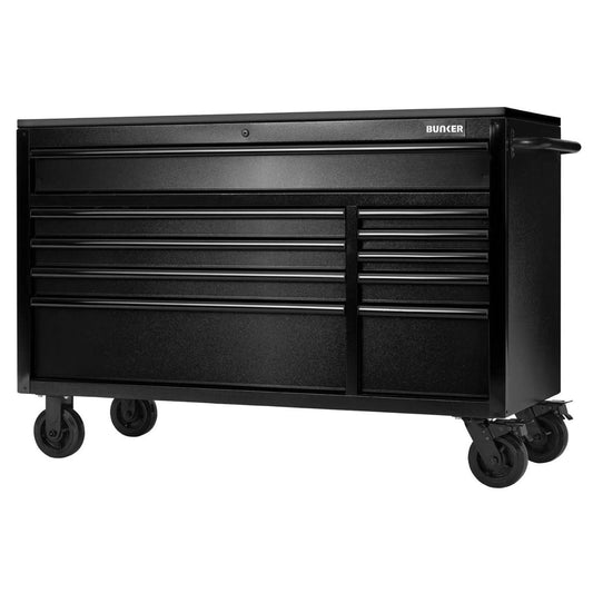 Draper B100-56BK BUNKER 10 Drawer Workbench Roller Tool Cabinet 56" with Black Stainless Steel Worktop 28077