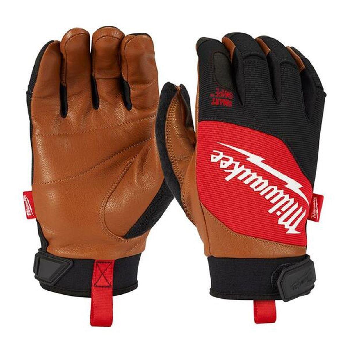 Milwaukee Performance Safety Glasses with Combo Hybrid Leather Gloves XL