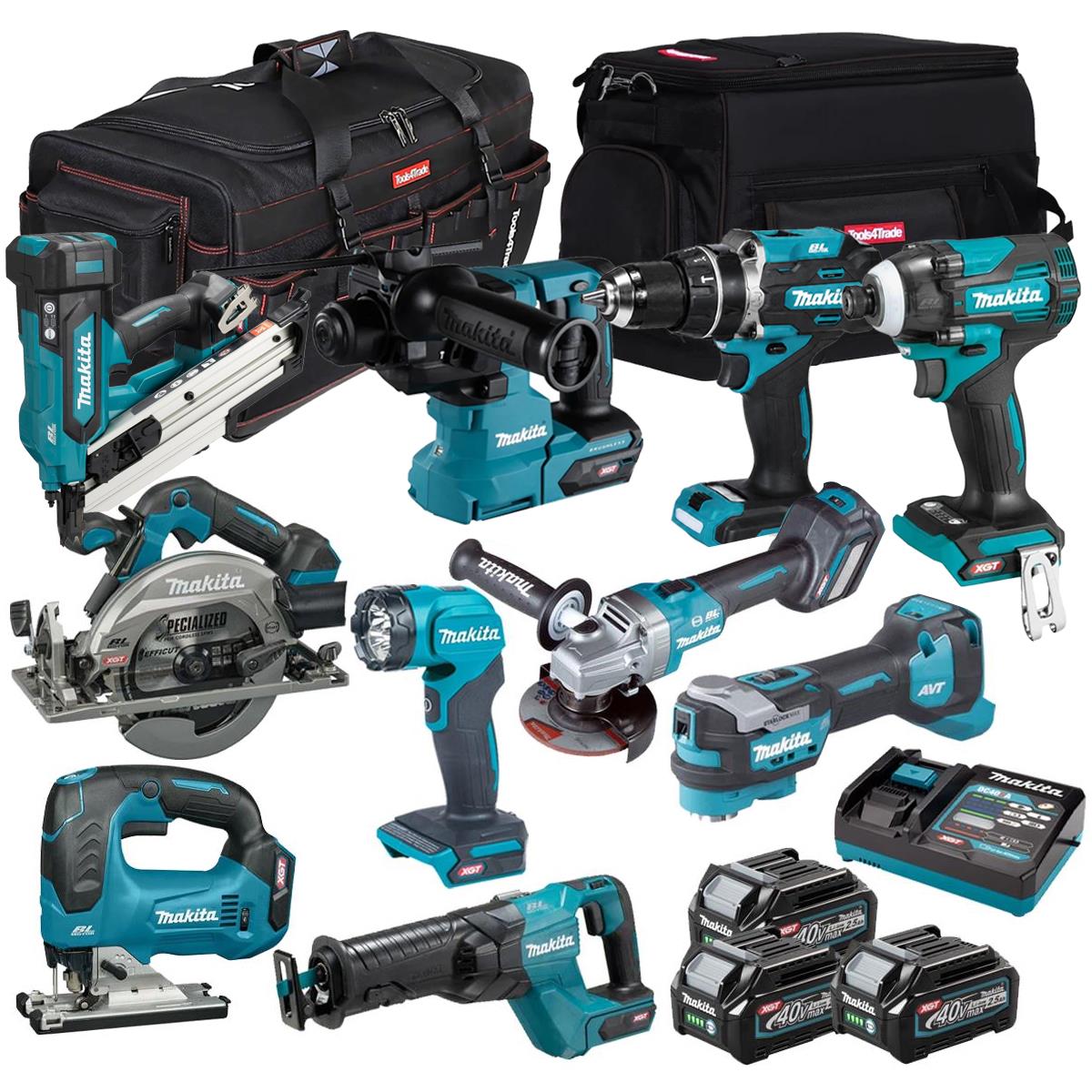 Makita 40V 10 Piece Combo Kit with 3 x 2.5Ah Batteries & Charger T4TKIT-6577