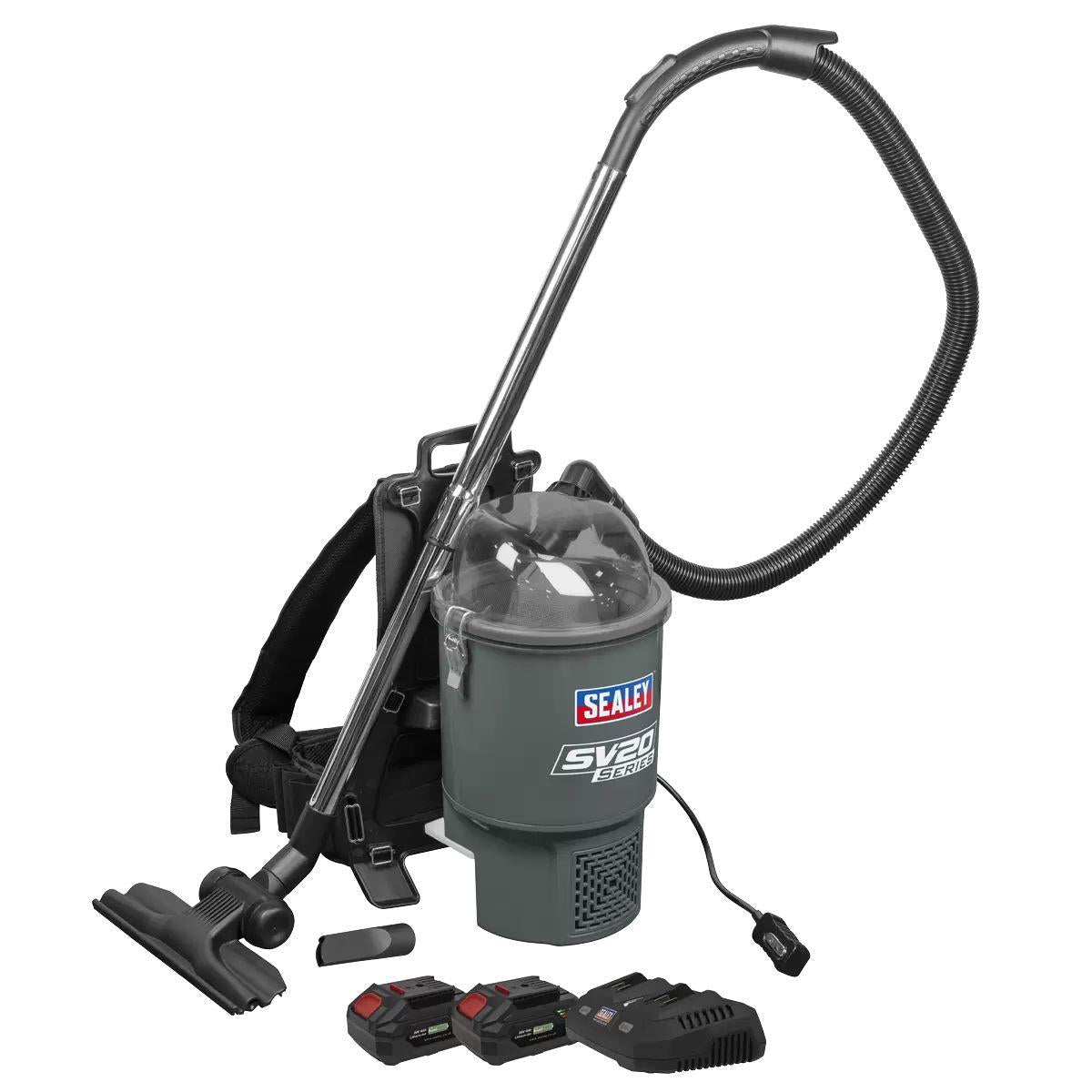 Sealey CP40VBVKIT 40V Cordless Backpack Vacuum Kit With 2 x 4Ah Batteries, Charger