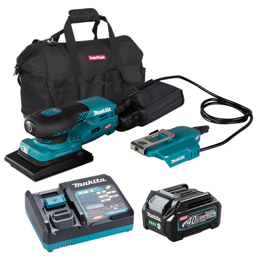 Makita BO005CGZ 40V XGT 80 x 130mm Brushless Orbital Sander with 1 x 2.5Ah Battery Charger & Bag