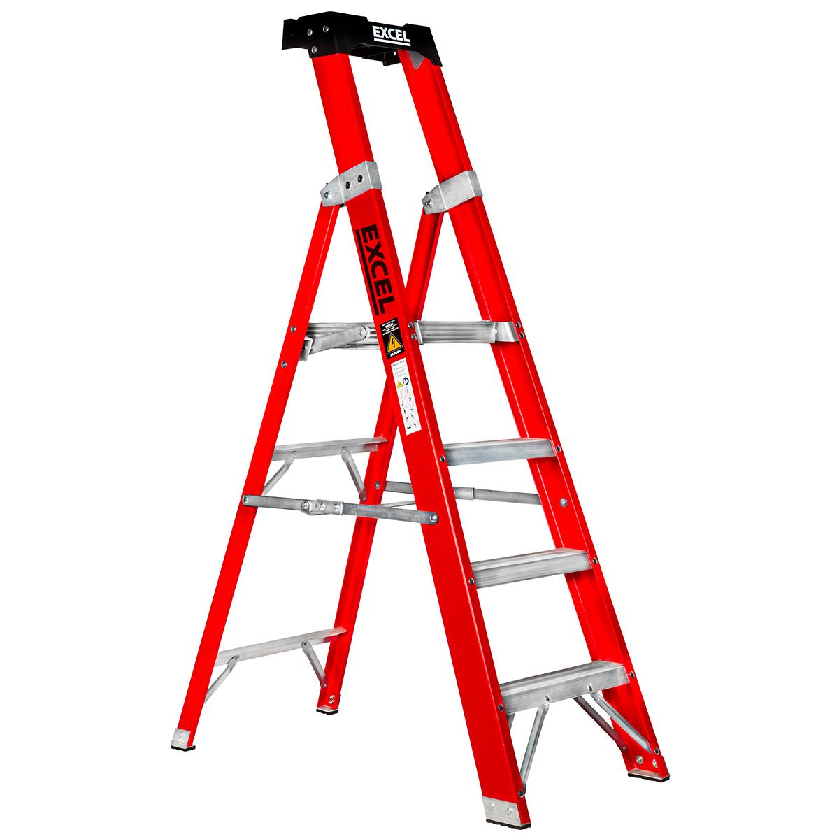 Excel Electricians Fibreglass Platform Step Ladder 4 Tread 1.57m EN131