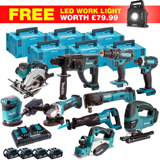 Makita 18V 11 Piece Combo Kit with 4 x 5.0Ah Batteries & Charger T4TKIT-27801