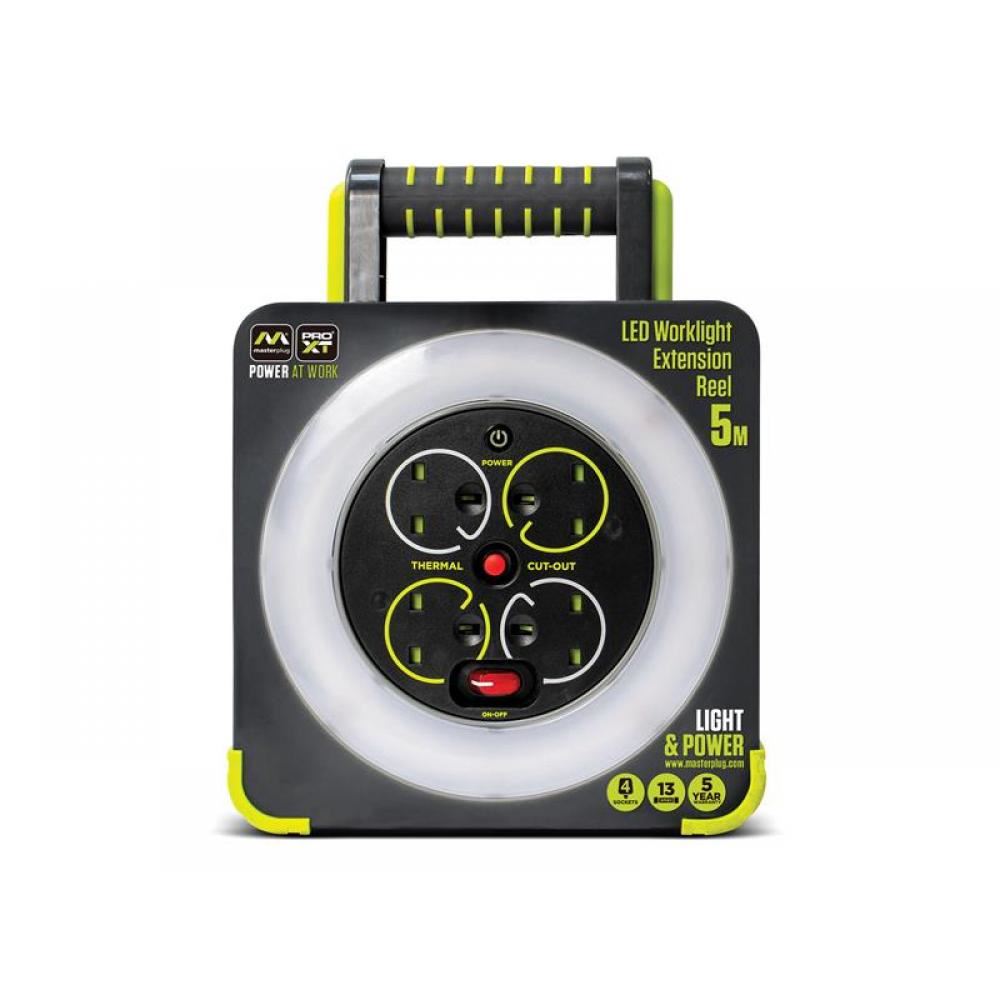 Masterplug Work Light Cable Reel 13A 4-Socket 5M 240V WLU05134SL-PX