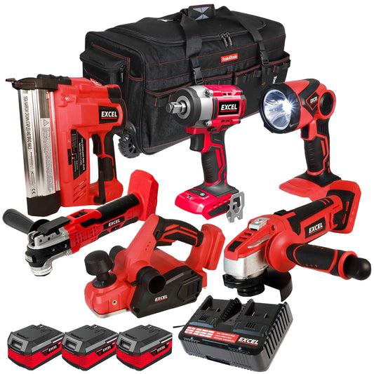 Excel 18V 6 Piece Power Tool Kit with 3 x 4.0Ah Batteries EXL10181