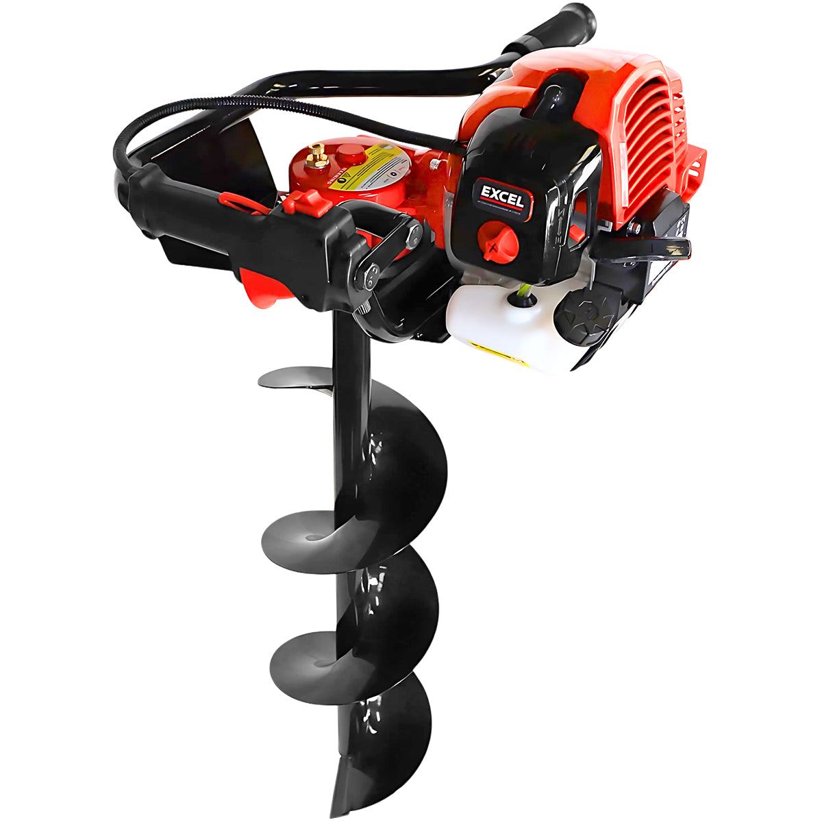 Excel 52cc Petrol Earth Auger with 3 Augers & Engine Oil