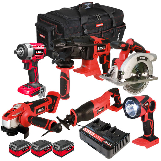 Excel 18V 6 Piece Power Tool Kit with 3 x 4.0Ah Battery & Charger EXL10189