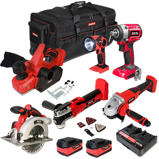 Excel 18V 6 Piece Power Tool Kit with 2 x 5.0Ah Battery & Charger EXL10194